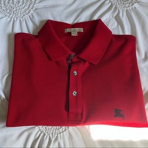 Mens Burberry red polo shirt size medium 👕